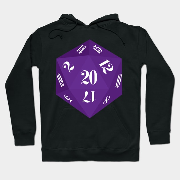 Purple 20-Sided Dice Design Hoodie by GorsskyVlogs